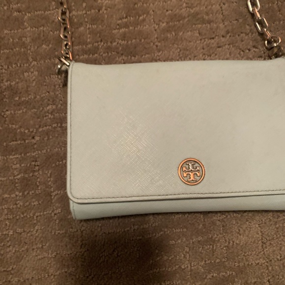 Tory Burch Robinson wallet crossbody satchel bag light blue - Picture 3 of 14